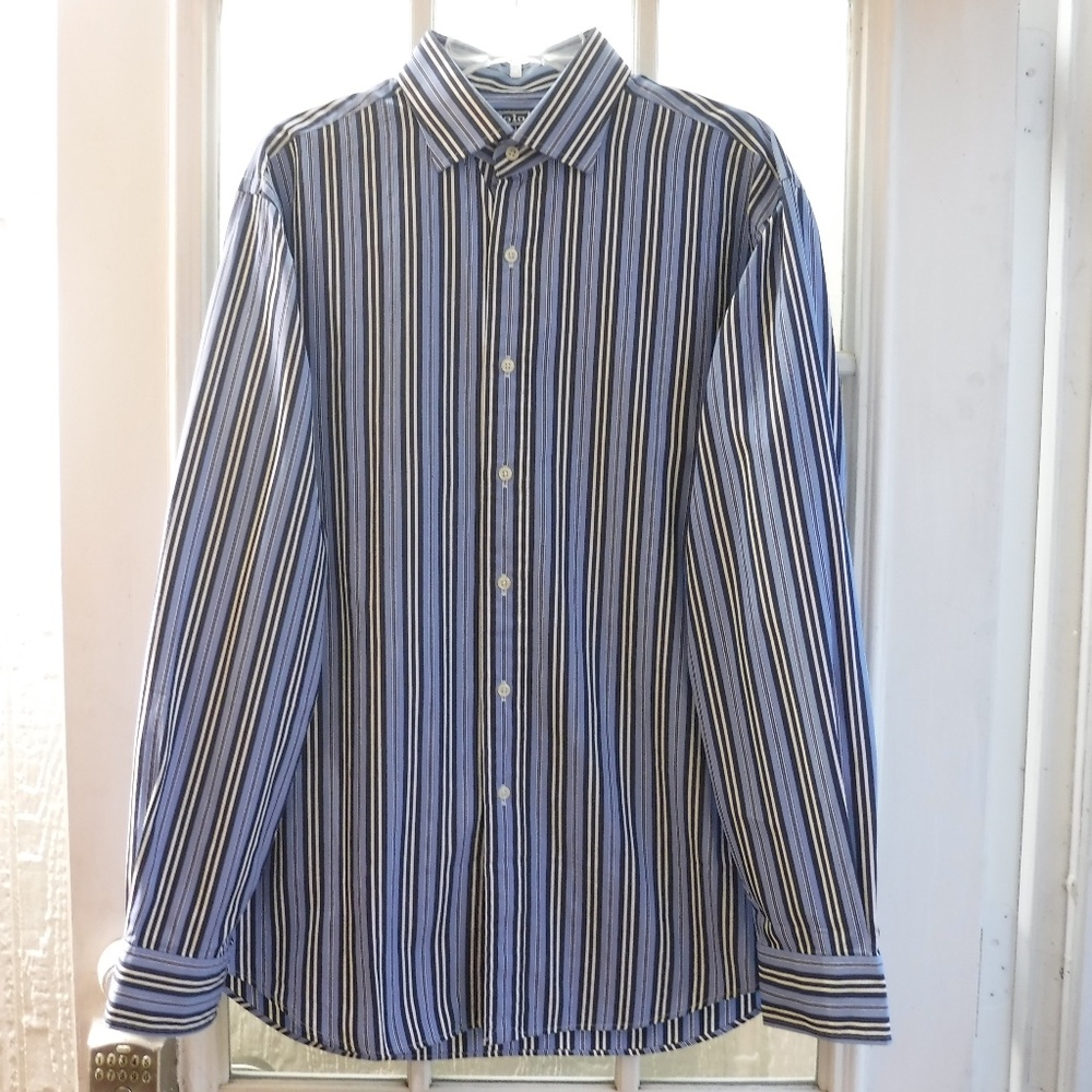 Polo by Ralph Lauren Blue Striped Button Up Long Sleeve Collared Shirt
